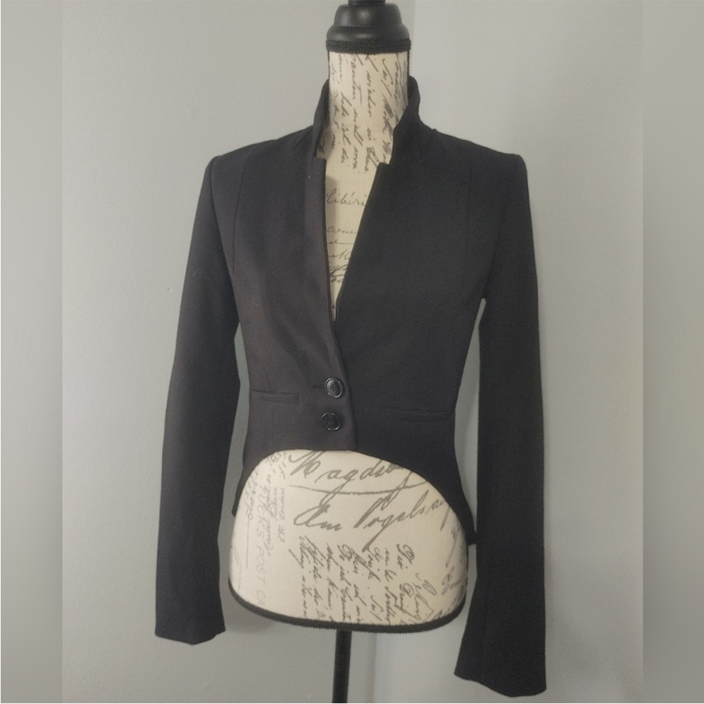 Divided Black Tailored Blazer High Low Suit Jacket 6